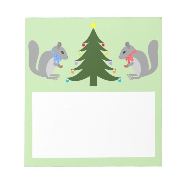 Bloco De Notas Esquilos Decorantes de Árvores de Natal (Frente)