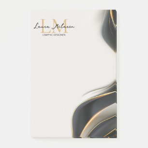 Bloco De Notas Estética Luxuosa Elegante Monograma Véu Preto
