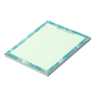 Bloco De Notas Estética Moderna Azul Nome Personalizado Elegante