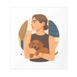 Bloco De Notas Estética Moderna de Mãe de Cachorro com Cachorrinh