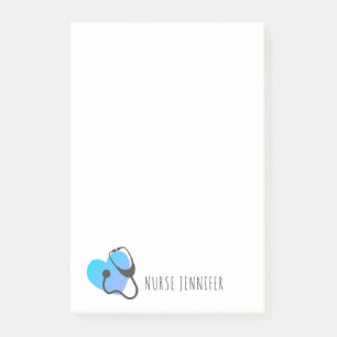 Bloco De Notas Estetoscópio Médico Coração Teal Branco Person
