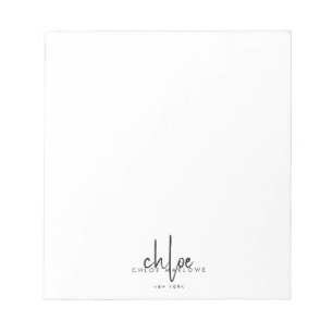 Bloco De Notas Estilista de Cabelo Chic Monograma Minimalista 