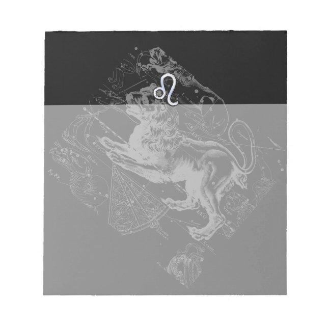 Bloco De Notas Estilo Cromo Leo Zodiac Map Hevelius 1690 (Frente)