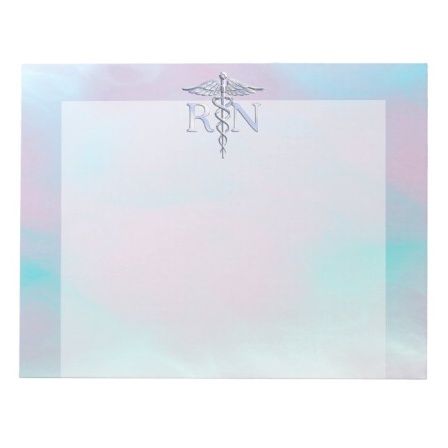 Bloco De Notas Estilo de Prata RN Caduceus Medicina Mãe Pérola (Frente)