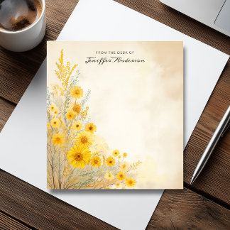 Bloco De Notas Estilo de Vintagem das Flores Amarelas Suaves