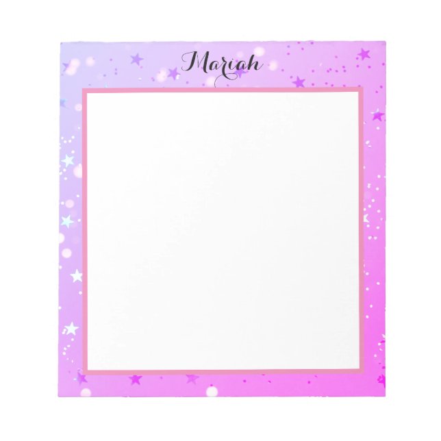 Bloco De Notas Estilo Feminino Brilhante e Chic (Frente)