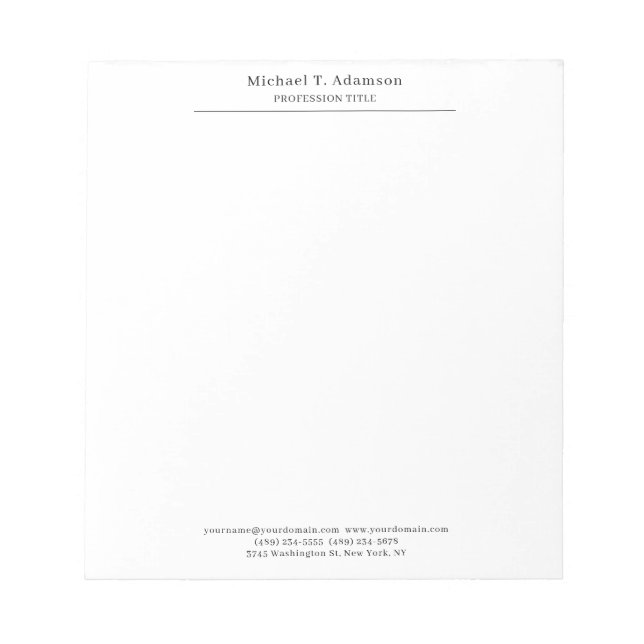 Bloco De Notas Estilo retrô profissional elegante simples (Frente)