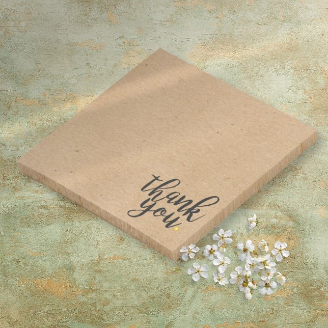 Bloco De Notas Estilo Rústico de Papel Kraft Agradecimento (Rustic Kraft Paper Style Thank You Post-it Notes)