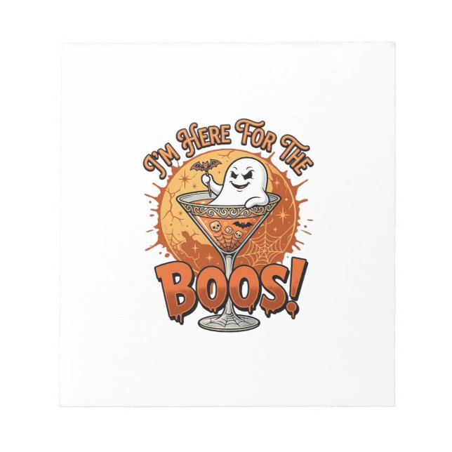 Bloco De Notas Estou Aqui Boos Halloween Fantasma Bebida Teia de  (Frente)