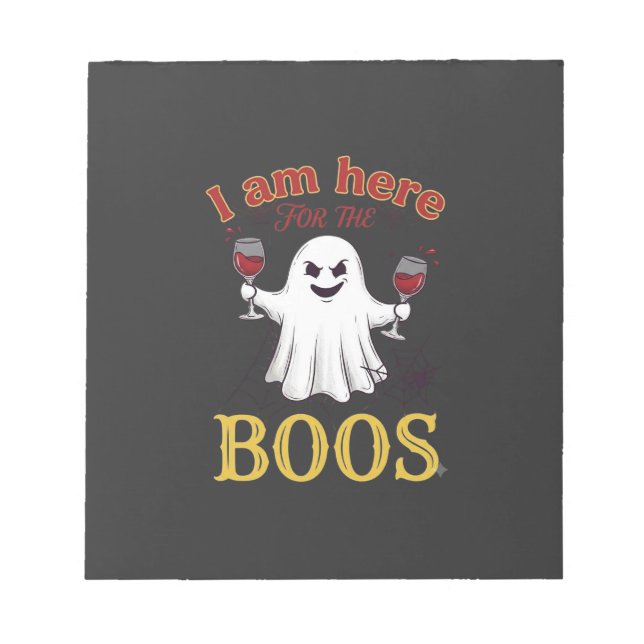 Bloco De Notas Estou Aqui Boos Halloween Fantasma Copos de Vinho  (Frente)
