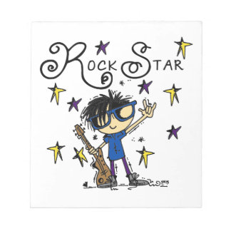 Bloco De Notas Estrela do rock do menino do cabelo preto