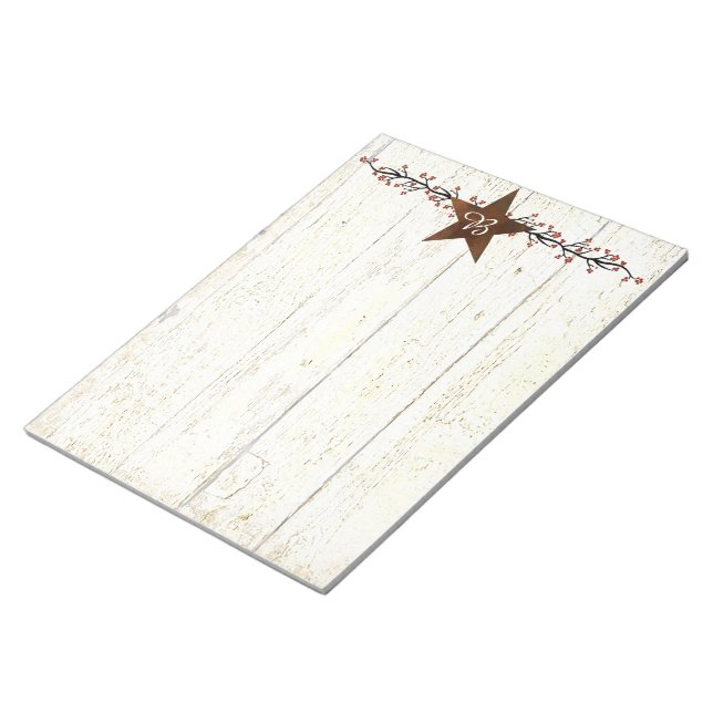 Bloco de notas estrela enferrujada e bagas (Inclinado)