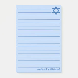 Bloco De Notas Estrela Judia de David Blue Lined Personalizado