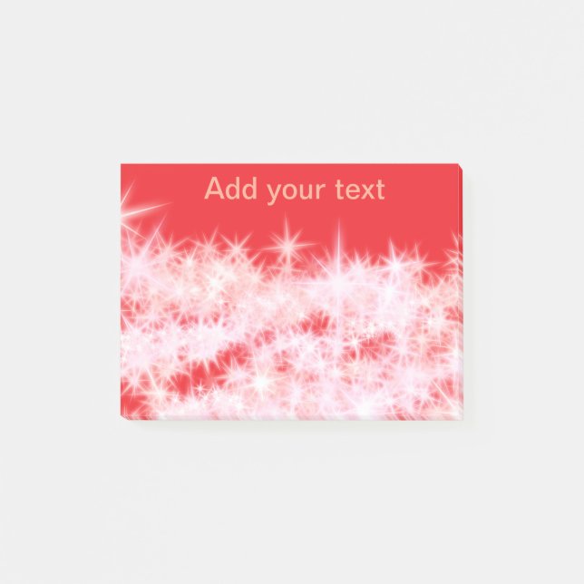 Bloco De Notas Estrelas brilhantes cor-de-rosa vermelho simples a (Frente)