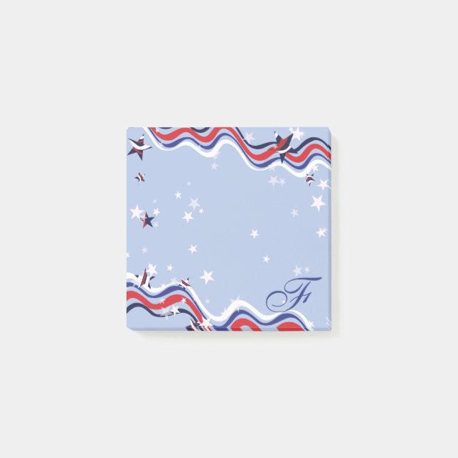 Bloco De Notas Estrelas de banner azul-branco patriotas (Frente)
