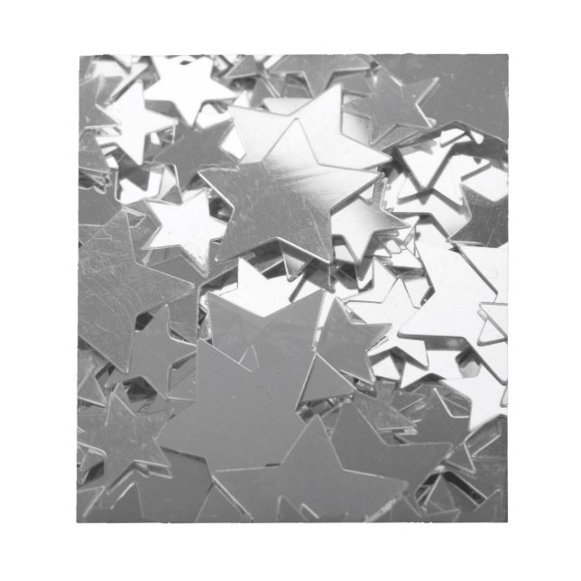 Bloco De Notas Estrelas decorativas prateadas (Frente)