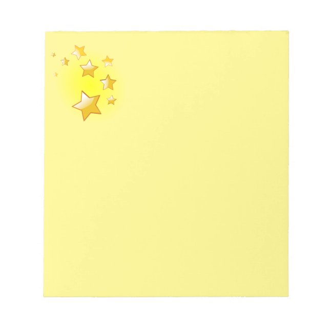 Bloco De Notas Estrelas Douradas, fundo amarelo, (Frente)