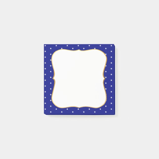Bloco De Notas Estrelas Elegantes em Azul Real (Frente)