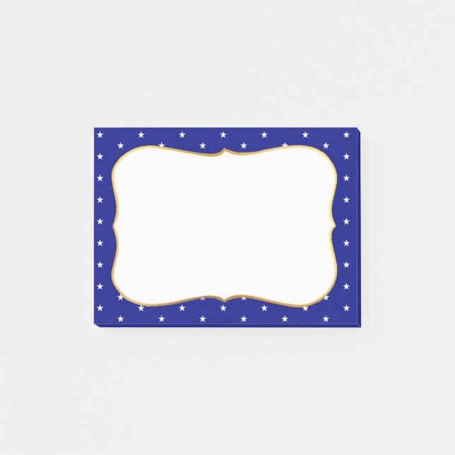 Bloco De Notas Estrelas Elegantes em Azul Real (Frente)