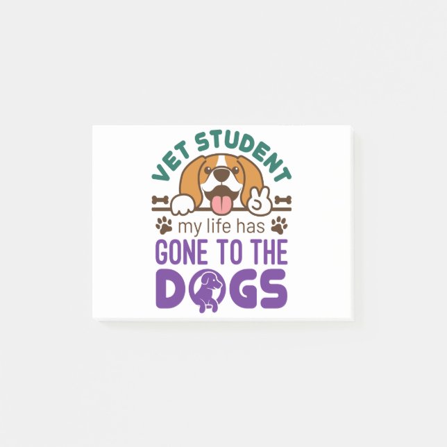 Bloco De Notas Estudante de Vet Minha Vida Foi para os Cães (Frente)