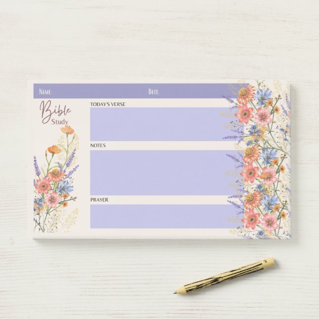 Bloco De Notas ESTUDO DE BÍBLIA Floral NOTA Presentes de Fé Crist (Na mesa)
