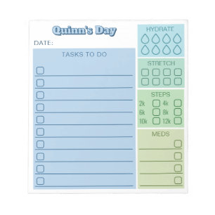 Bloco De Notas Etapas de Tarefas do Controlador de Dia Verde Azul