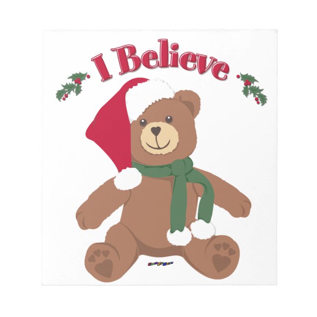 Bloco De Notas Eu Acredito! Urso de Natal (Frente)