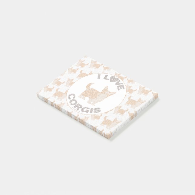 Bloco De Notas EU ADORO O CORGIS Postar O Pads (Inclinado)