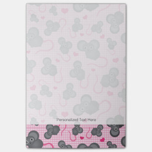 Bloco De Notas Eu amo meu teste padrão do rato no rosa
