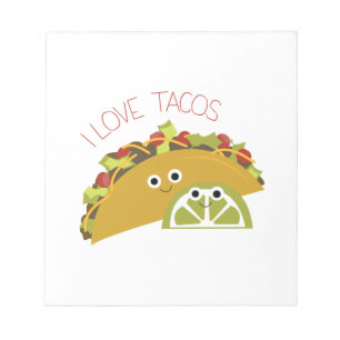 Bloco De Notas Eu amo o Tacos