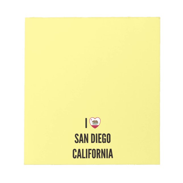 Bloco De Notas Eu Amo San Diego, Califórnia (Frente)