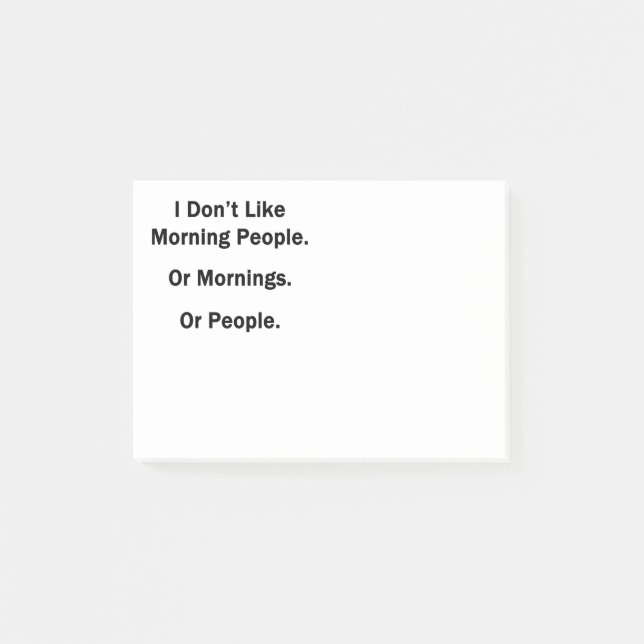 Bloco De Notas Eu não gosto de pessoas da manhã (Frente)