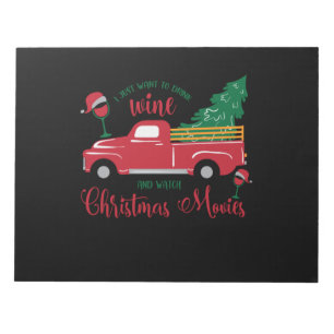 Bloco De Notas Eu só quero beber vinho e ver o filme de Natal