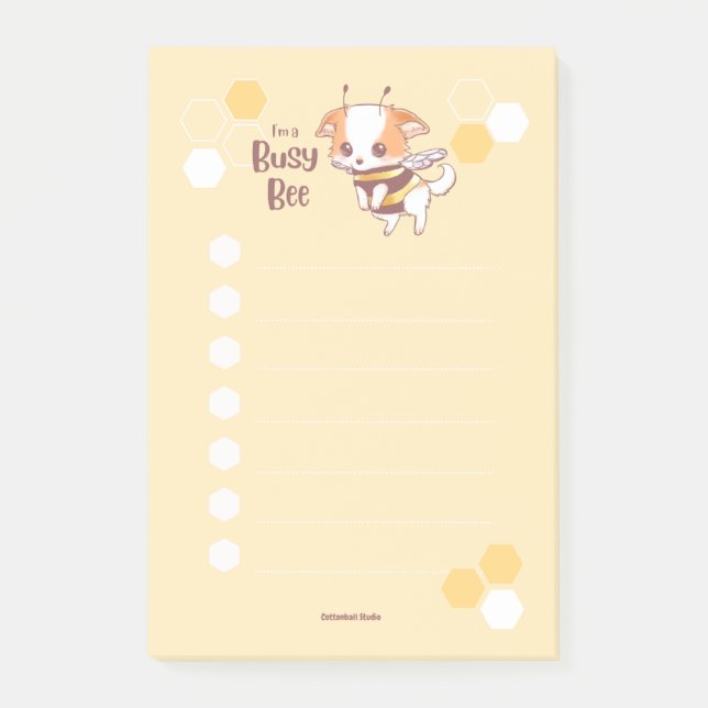 Bloco De Notas Eu sou uma abelha ocupada Mochi Bee para fazer lis (Frente)