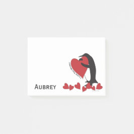 Bloco De Notas Eu Te Amo Mais! Pinguim Fofo e Coração Vermelho