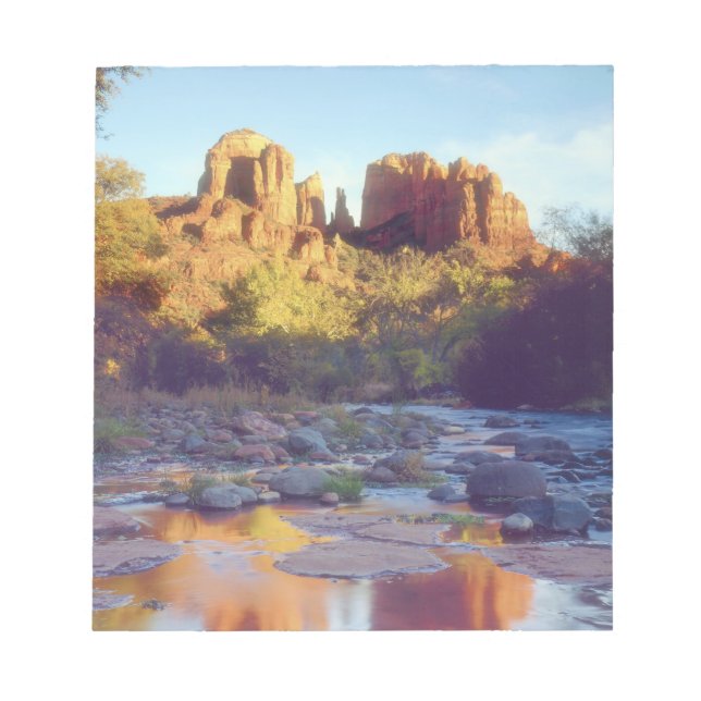 Bloco De Notas EUA, Arizona, Sedona. Cathedral Rock refletindo (Frente)