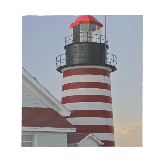 Bloco De Notas EUA, Maine, Lubec. Farol West Quoddy Head, (Frente)