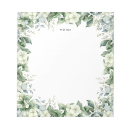 Bloco De Notas Eucalyptus Greenerescente Floral Branco de Aquarel