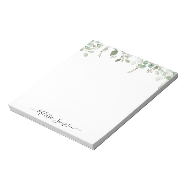 Bloco De Notas eucalyptus greenery nome personalizado (Invertido)