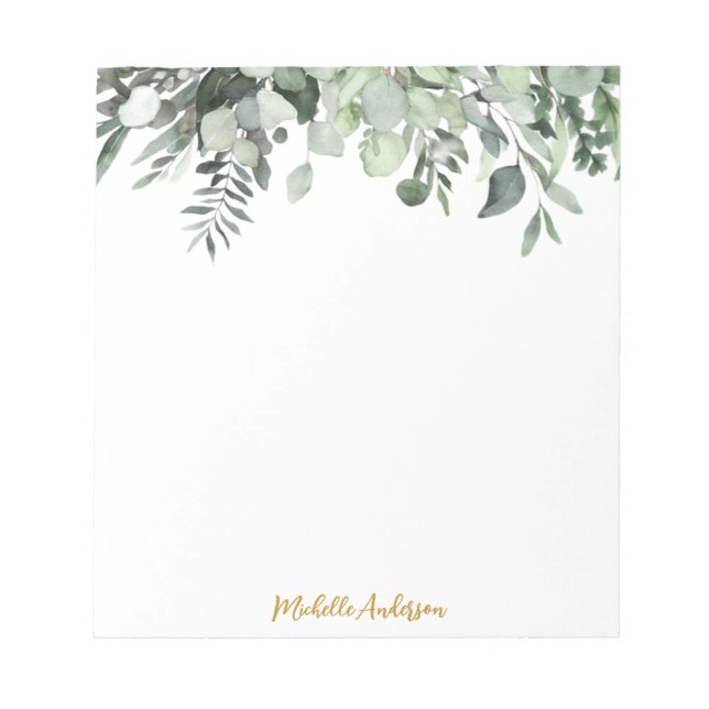Bloco De Notas Eucalyptus Greenery Personalizado (Frente)