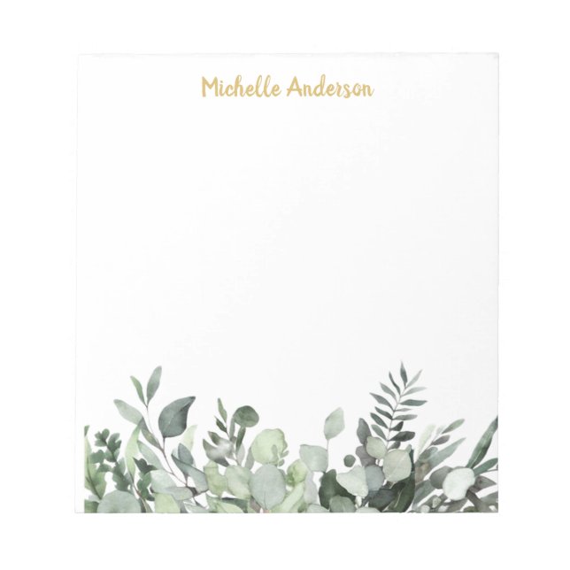Bloco De Notas Eucalyptus Greenery Personalizado (Frente)