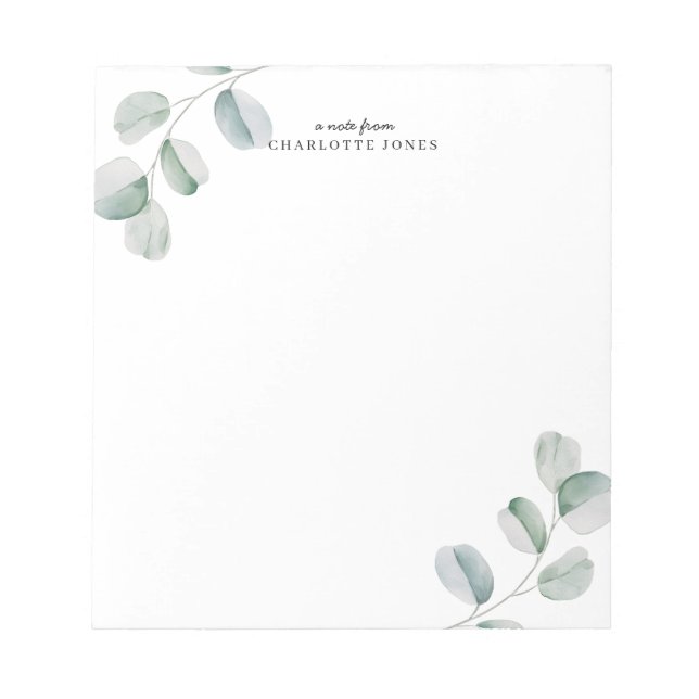 Bloco De Notas Eucalyptus Simple Personalized (Frente)