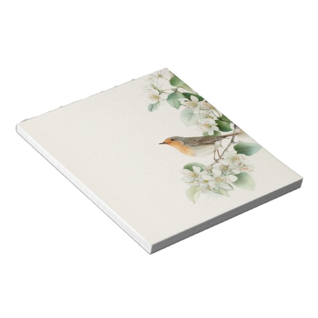 Bloco De Notas European Robin & Hawthorn – Editable Botanical Wed (Inclinado)