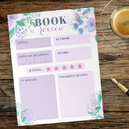 Bloco De Notas Exame Floral do Livro Floral, Cor-de-Água Púrpura,