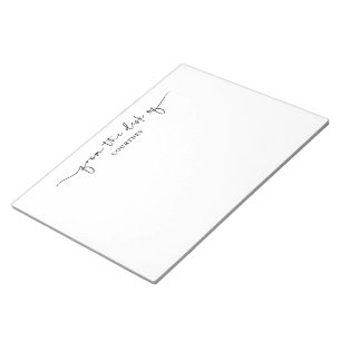 Bloco De Notas Exclusivo Da Mesa Do Swash De Script Branco Preto