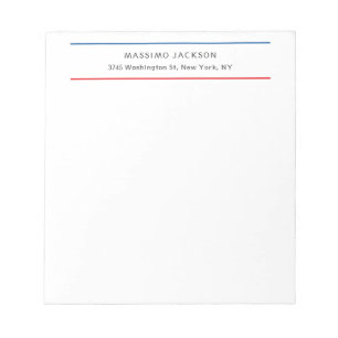 Bloco De Notas Exclusivo Pessoal Moderno Azul Branco Vermelho