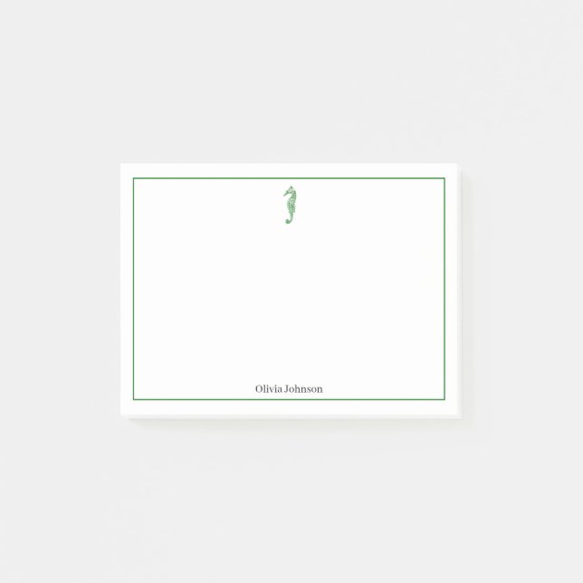 Bloco De Notas Exemplo de sealife de cavalo marinho verde mínimo (Frente)