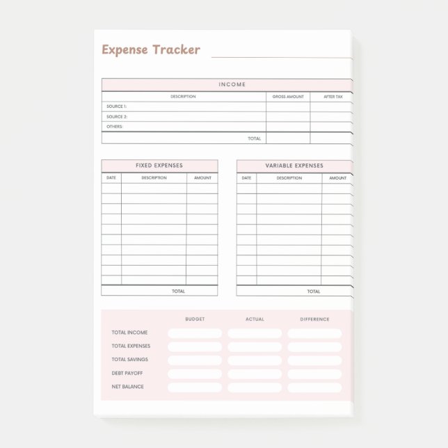 Bloco De Notas Expense Tracker Notes (Frente)