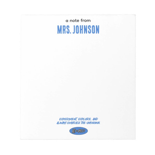 Bloco De Notas Experiment Explore Embrace Unknown | Science (Frente)