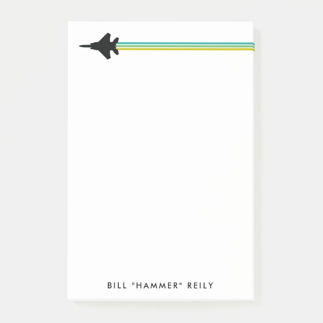 Bloco De Notas F-15 Fighter Jet Striped Custom Name Notepad (Frente)